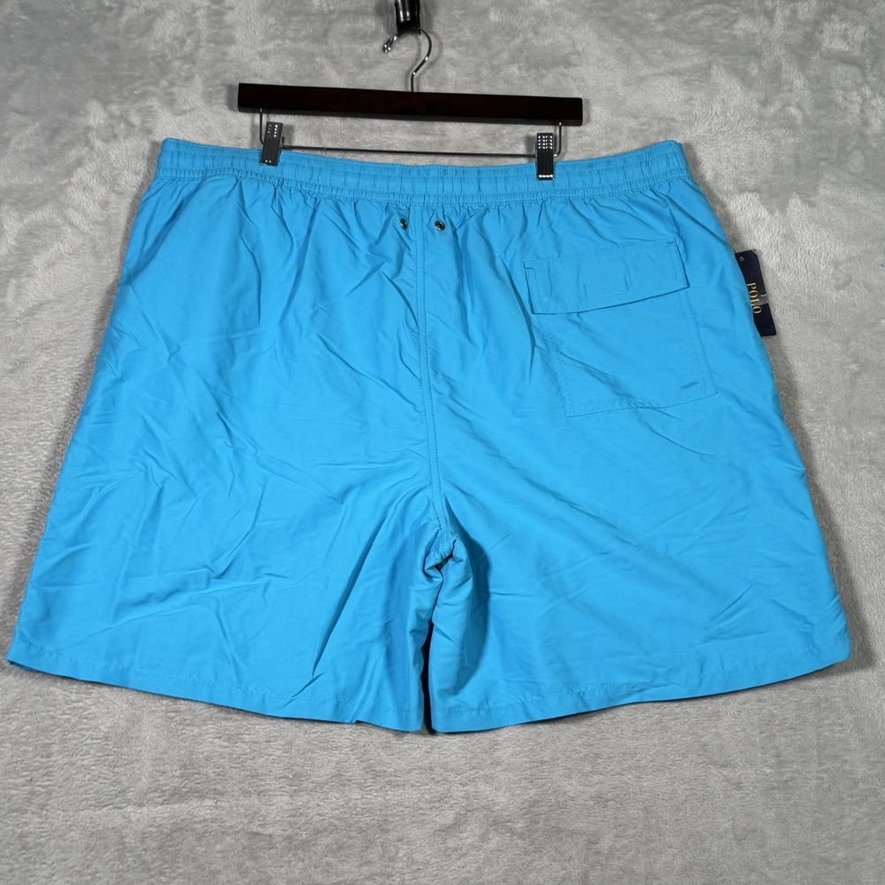 Polo Ralph Lauren Swim Trunks Mens 3XLT 3XL Tall Blue Solid Mesh Lined Pony - Picture 6 of 8